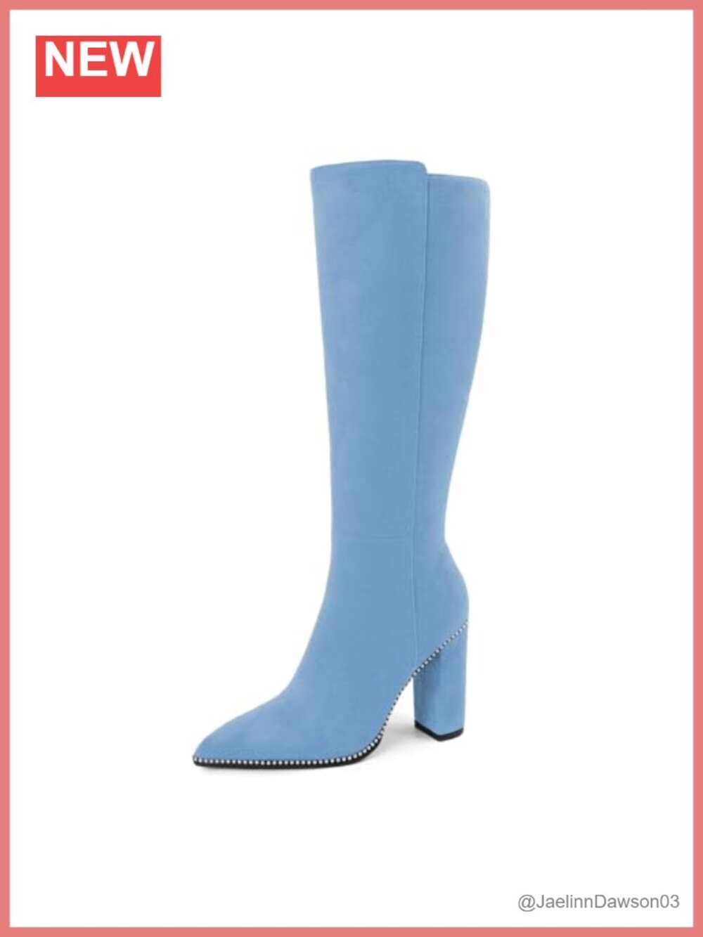 Chunky Heel Knee High Boots Women Pointed Toe Over The Knee Suede Leather Side